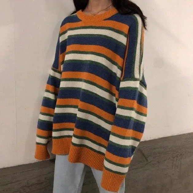 O-Neck Sweater With Stripes