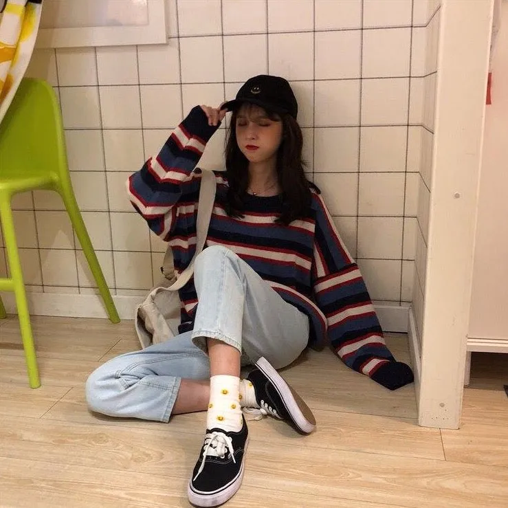 O-Neck Sweater With Stripes