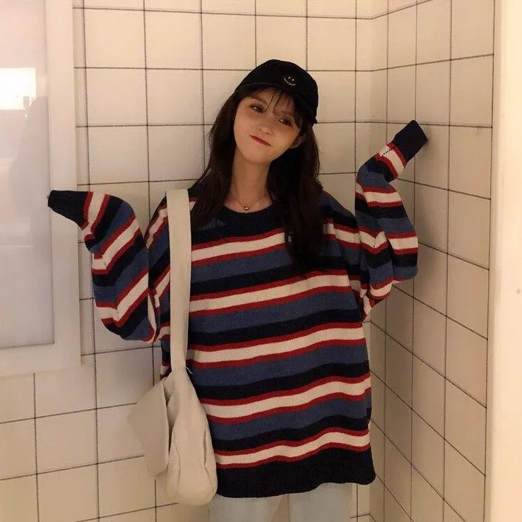 O-Neck Sweater With Stripes