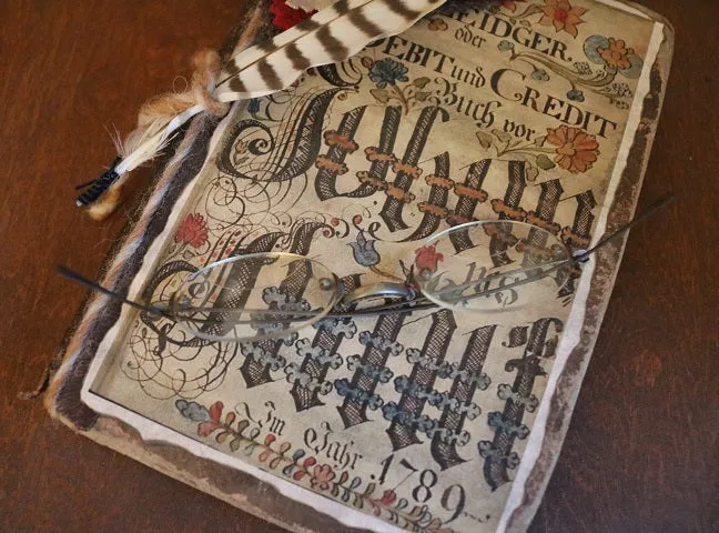 Pennsylvania Dutch Ledger Bird Pen Wipe Inkwell Gathering