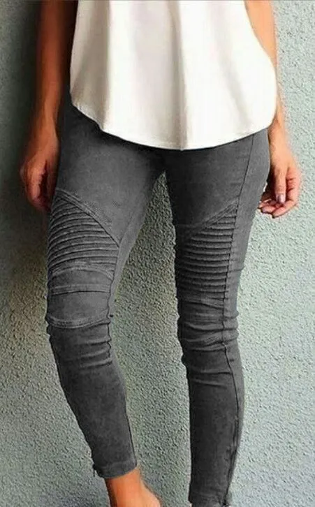 Popular Europe Women Trendy Casual Slim Look Fitted Stretchable Pants