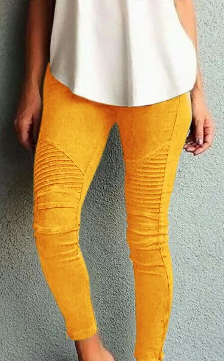 Popular Europe Women Trendy Casual Slim Look Fitted Stretchable Pants
