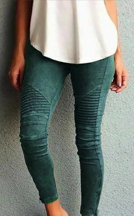 Popular Europe Women Trendy Casual Slim Look Fitted Stretchable Pants