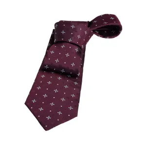 Shelburne Foulard Silk Tie, Burgundy / Silver / Light Blue