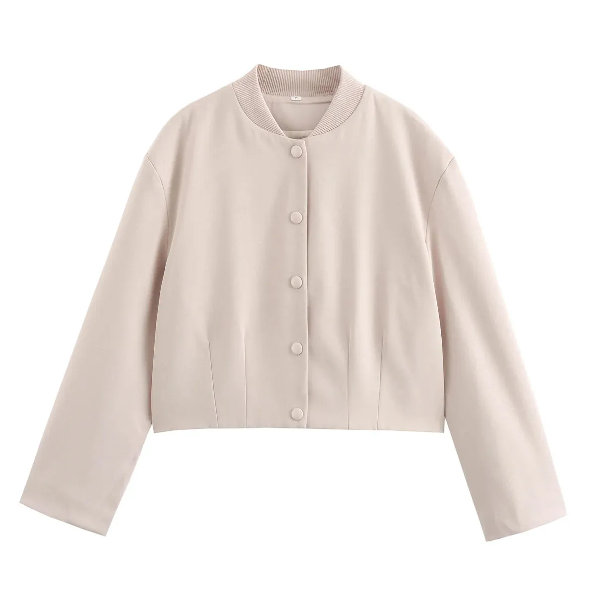 TAVIMART  -  Woman Bomber Jacket White Autumn Winter Cropped Jackets for Women Long Sleeve with Buttons Lady Vintage Outwear