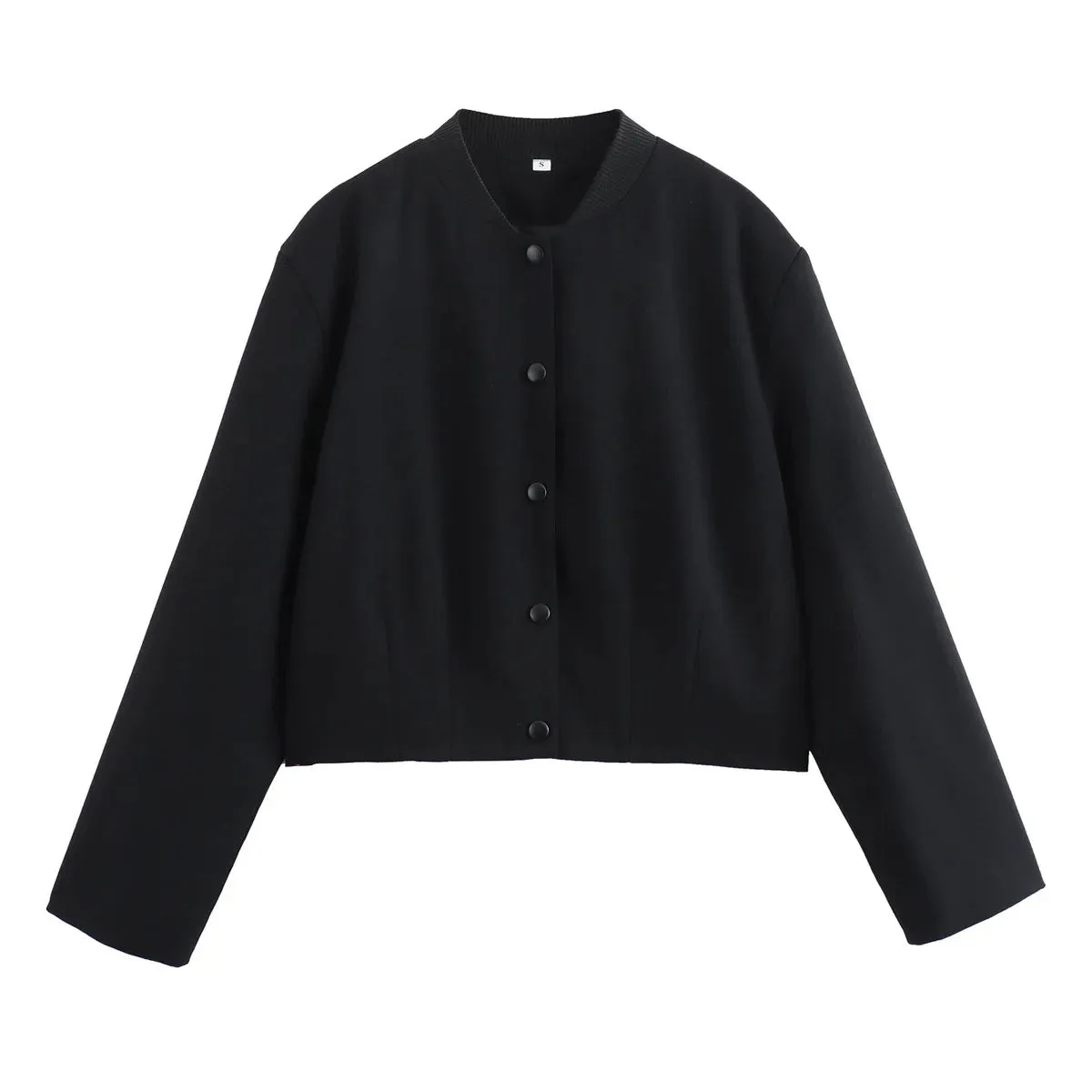 TAVIMART  -  Woman Bomber Jacket White Autumn Winter Cropped Jackets for Women Long Sleeve with Buttons Lady Vintage Outwear