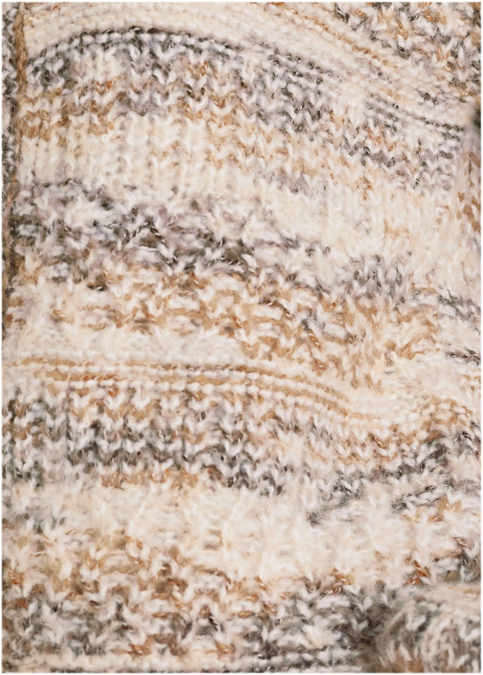 Textured Yarn Cardigan - Grey & Tan
