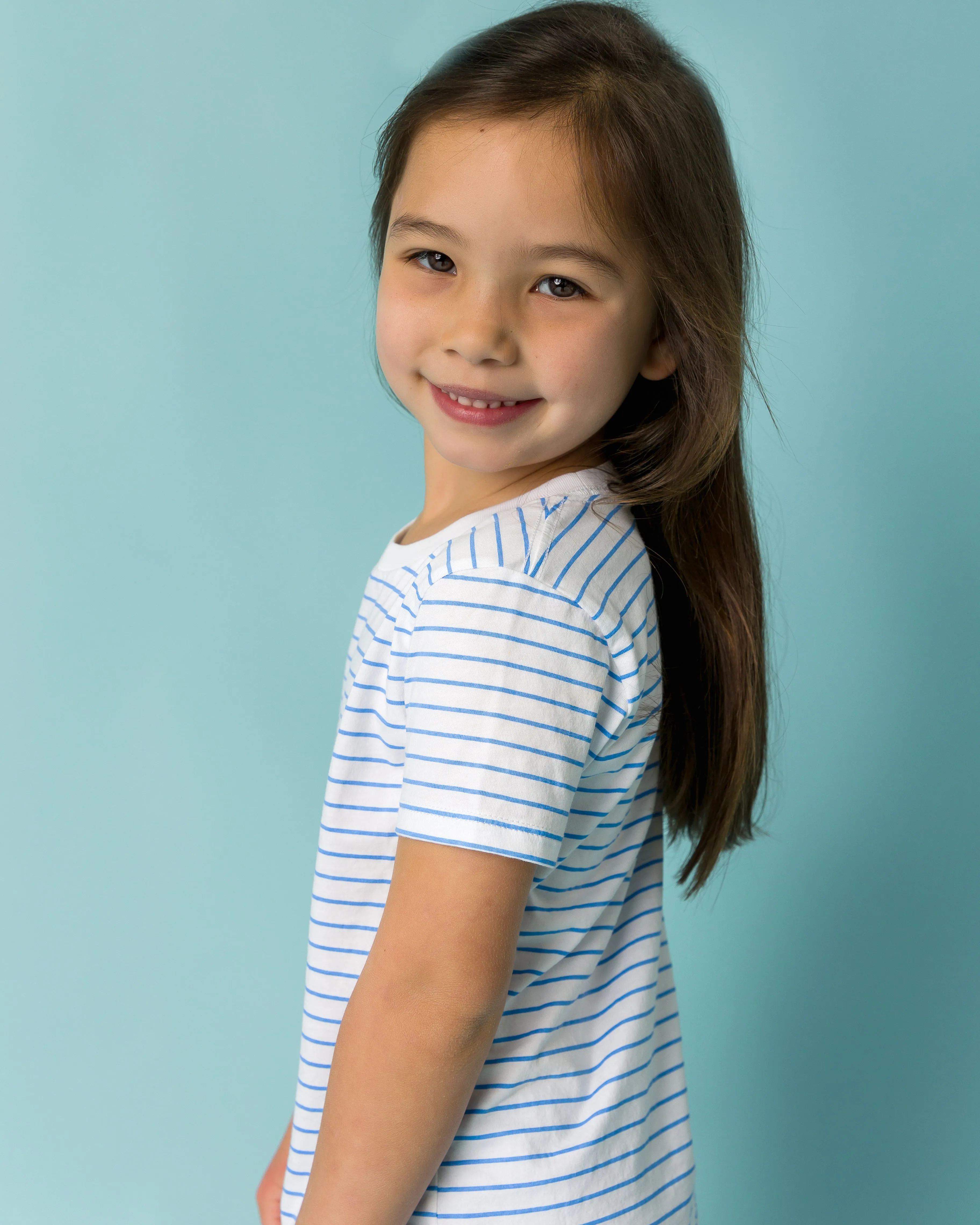 The Organic Short Sleeve Tee [Marine Blue Stripe]