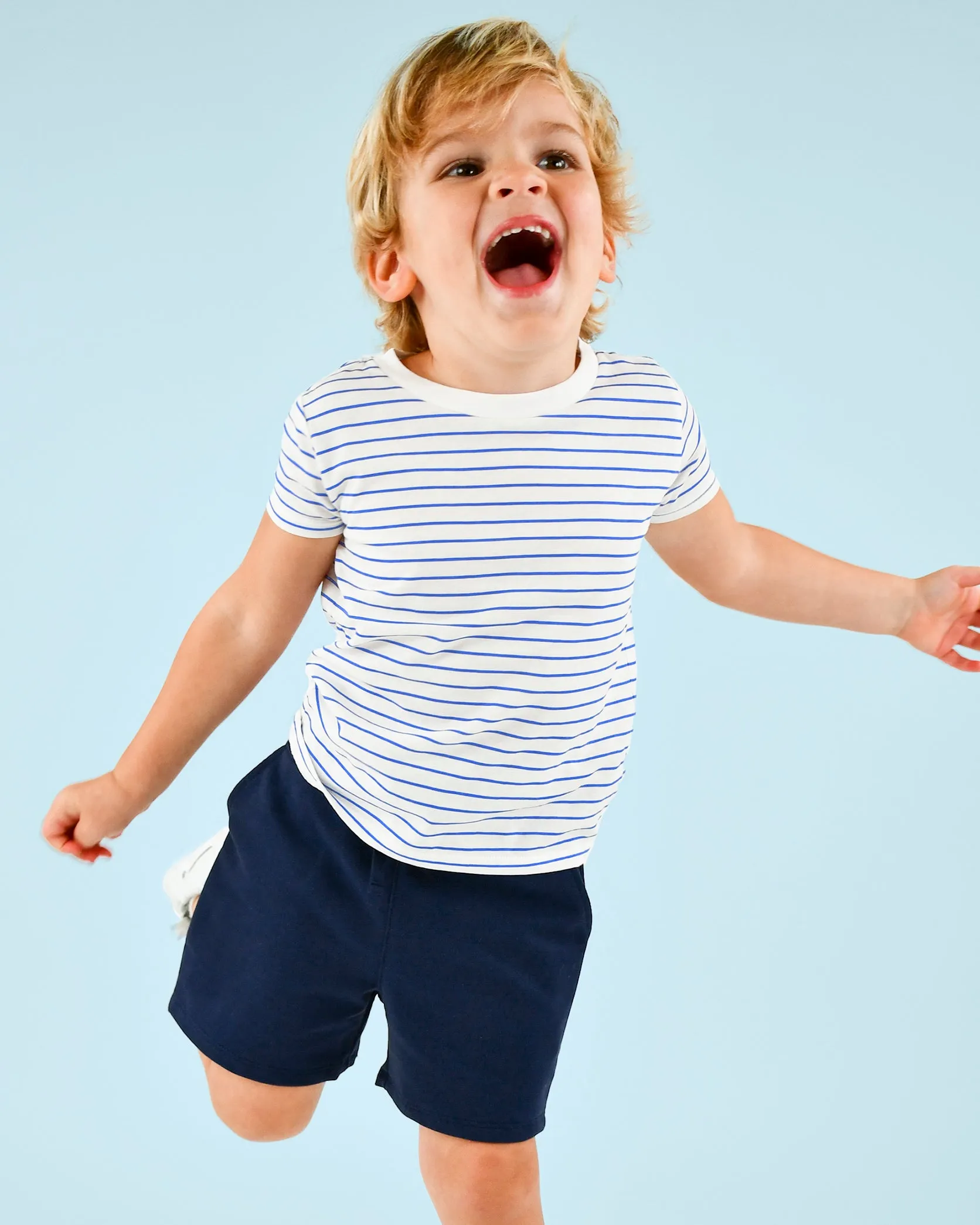 The Organic Short Sleeve Tee [Marine Blue Stripe]