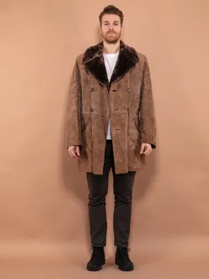 Vintage 70's Men Western Suede Sherpa Coat in Brown