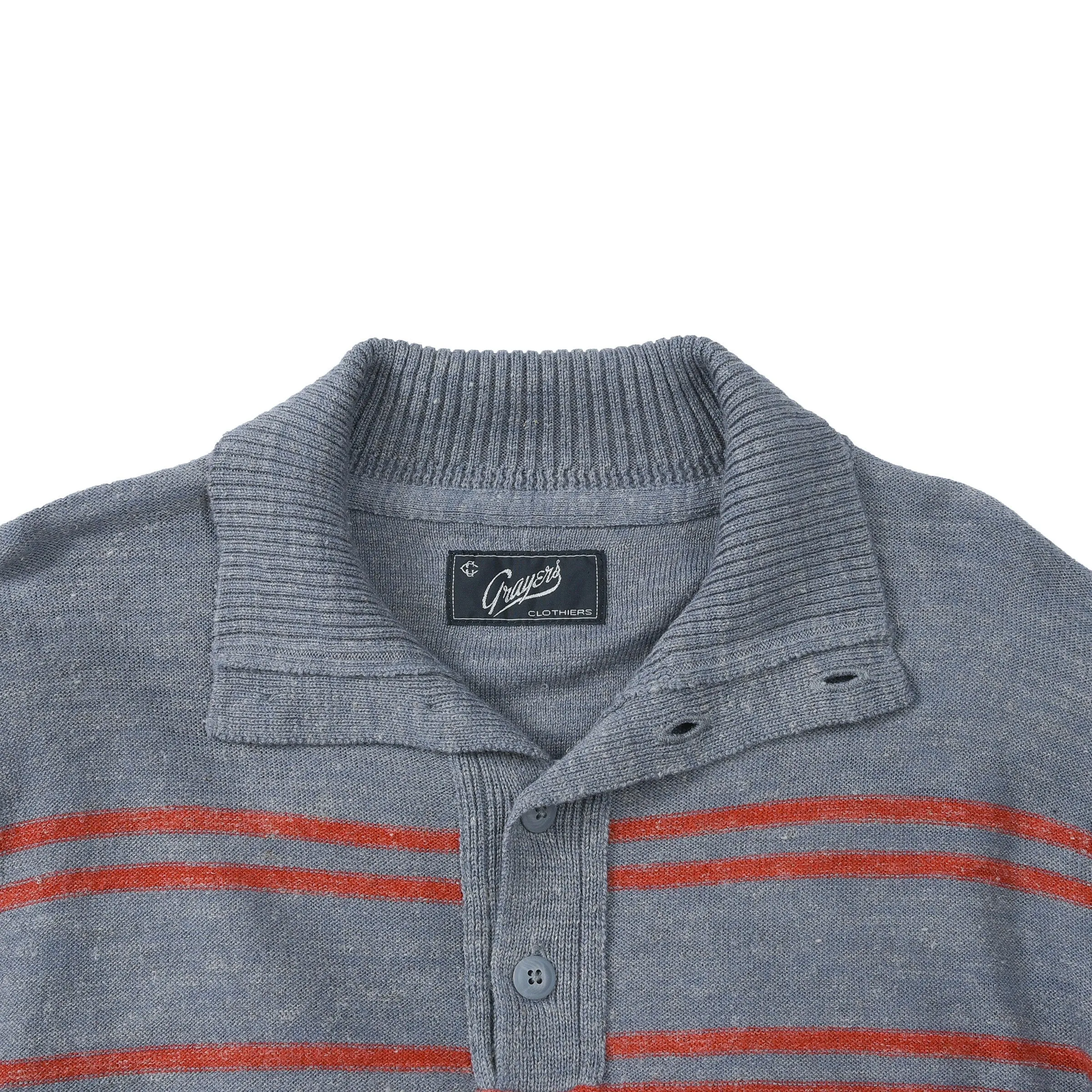 Wadsworth Wool Linen Stripe Mock - Gray Heather/Red Orange (Final Sale)*