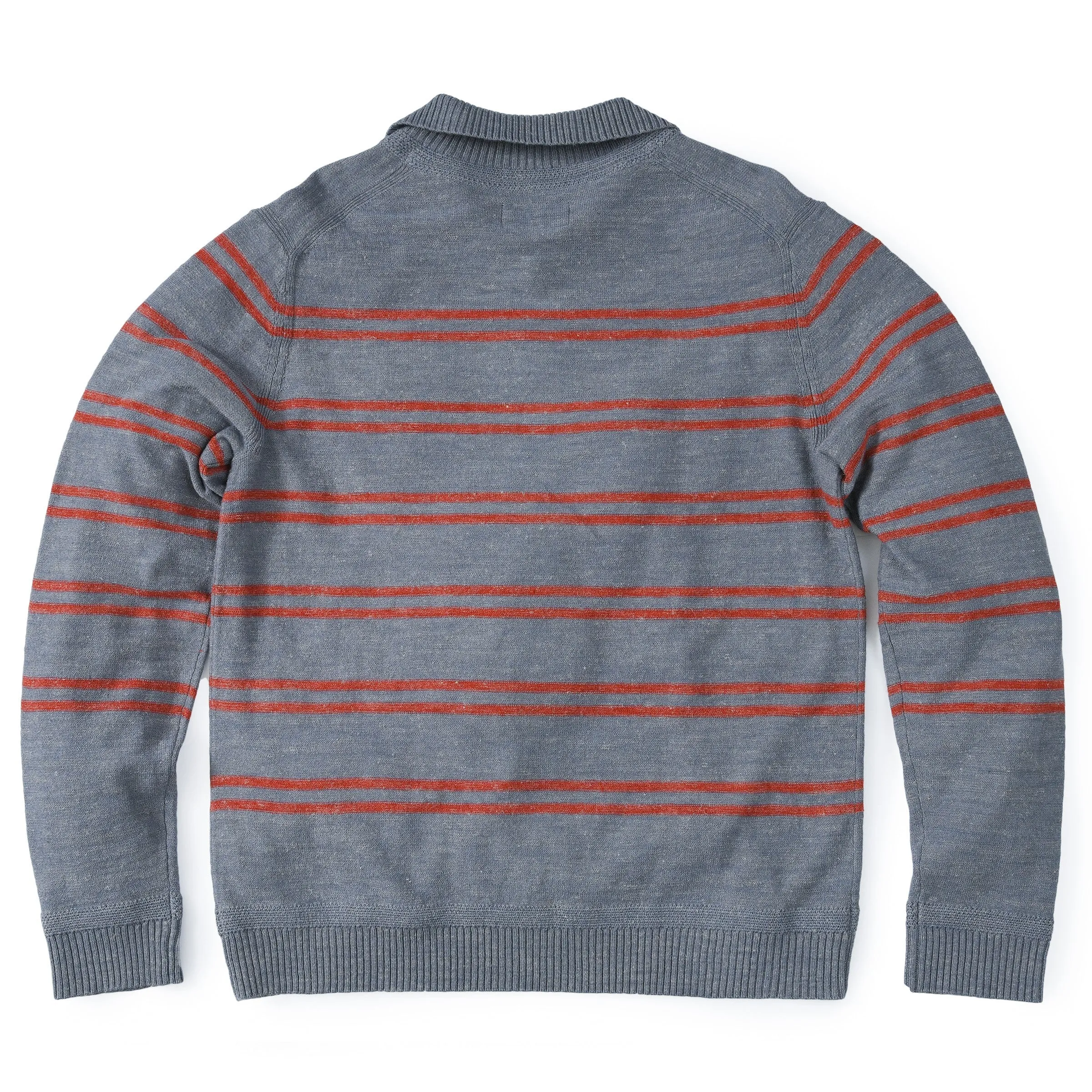 Wadsworth Wool Linen Stripe Mock - Gray Heather/Red Orange (Final Sale)*