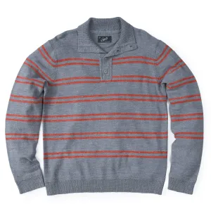Wadsworth Wool Linen Stripe Mock - Gray Heather/Red Orange (Final Sale)*